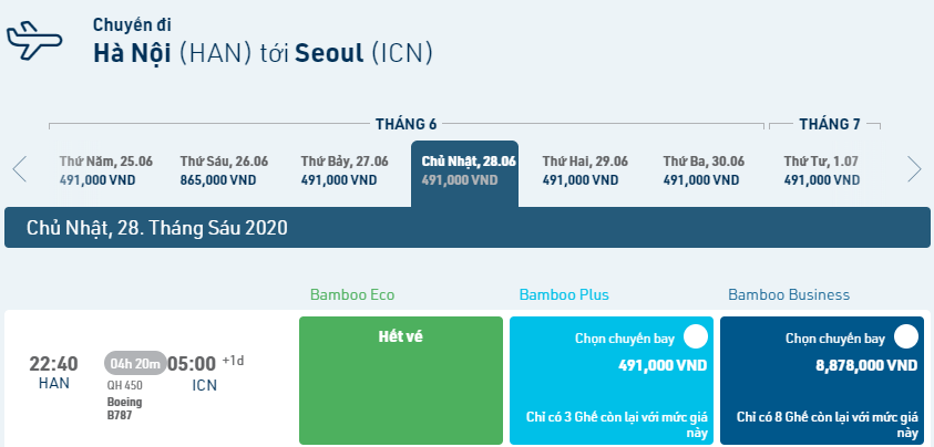 Đường bay Hà Nội – Incheon ( HAN – INC – HAN)