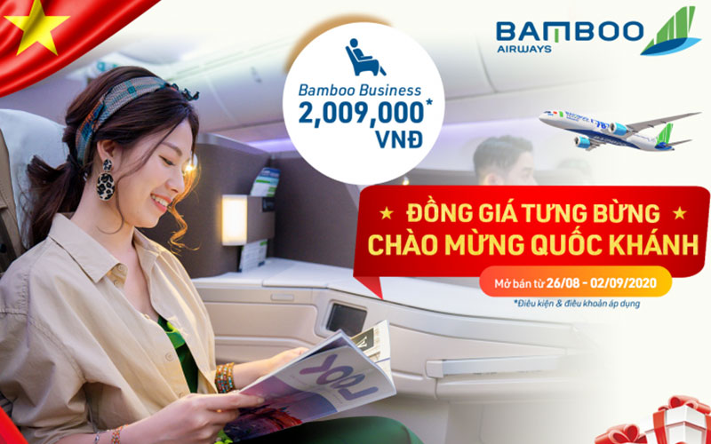 Bamboo Airways khuyến mãi mừng Quốc Khánh chỉ từ 29.000 VND