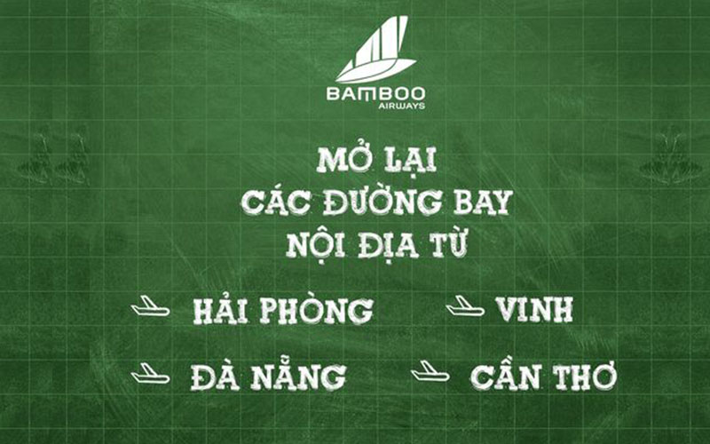 Khai thác trở lại các đường bay từ Hải Phòng/ Vinh/ Đà Nẵng/ Cần Thơ