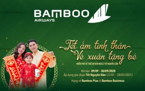 Bamboo Airways khuyến mãi mua 2 vé máy bay Tết tặng vé trẻ em